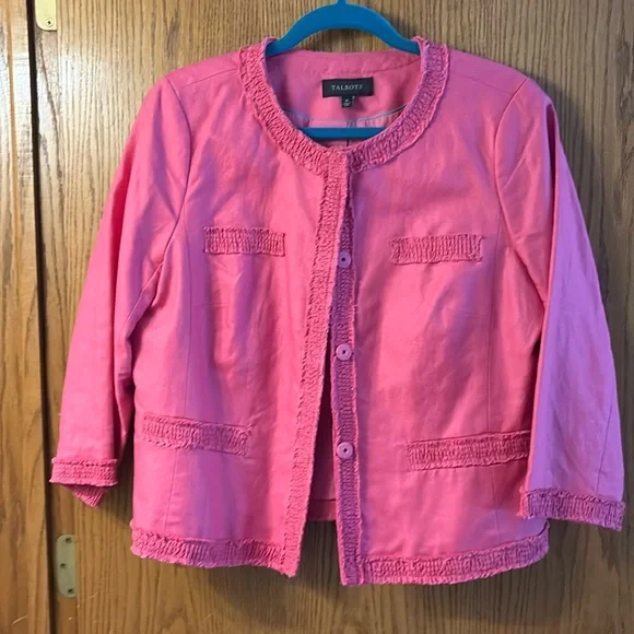 Talbots Pink Coral blazer with 3/4 Sleeves - Picture 1 of 10